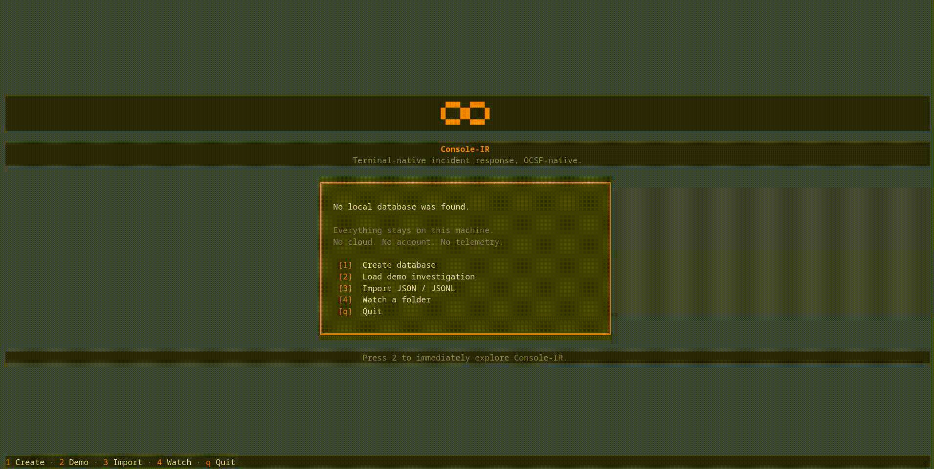 Console-IR in use: working the findings queue, opening a detection, and escalating it into a case